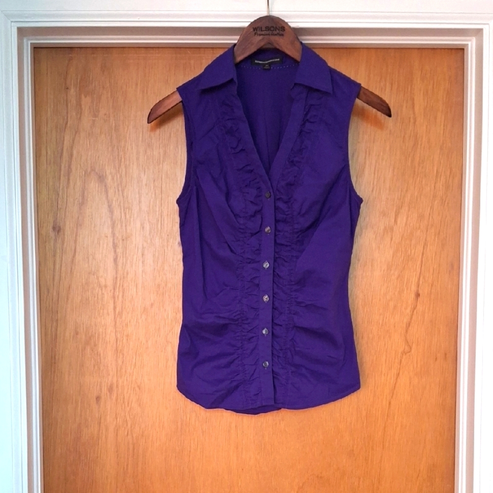 Express Purple Scrunch Sleeveless Top